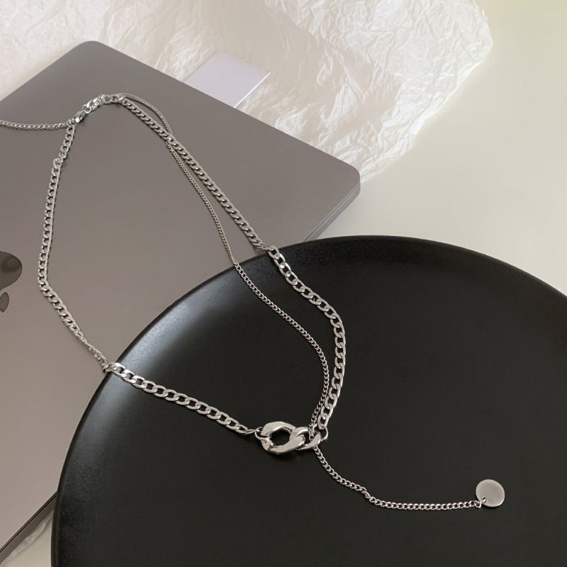 Тонкое Колье-галстук с фиксатором и кристаллом 1J12379CJJ