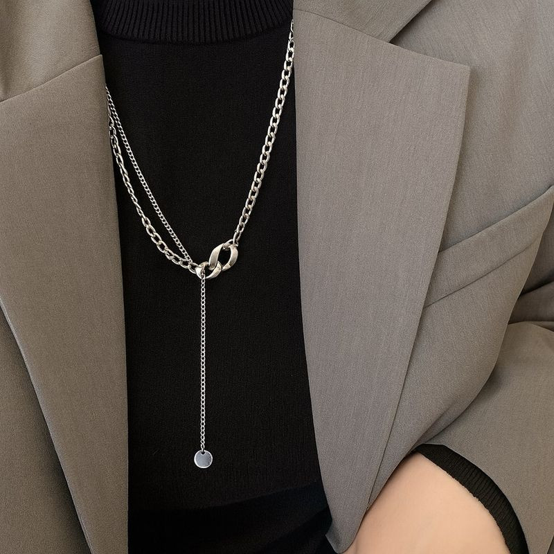 Тонкое Колье-галстук с фиксатором и кристаллом 1J12379CJJ