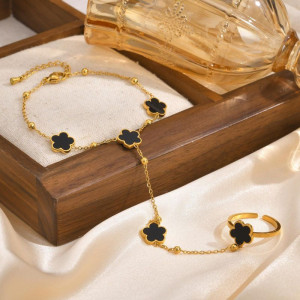 Браслет слейв темный клевер на удачу