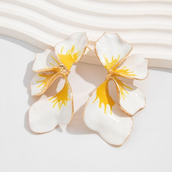 Эффектные серьги-пусеты Тропические цветы с градиентом CJL23013