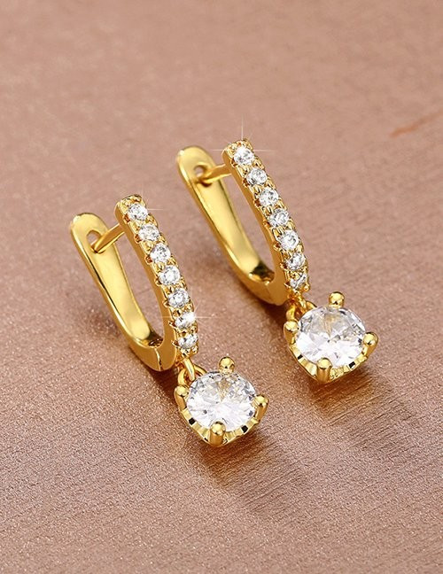 Серьги-петли с подвесным фианитом M00961 Серьги-петли с подвесным фианитом M00961