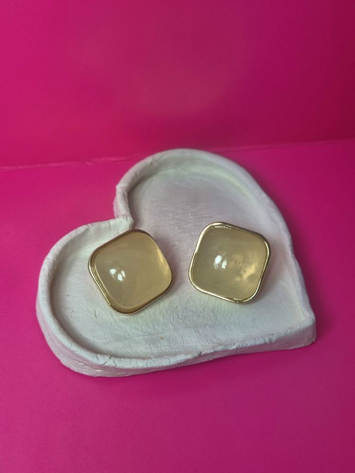 Серьги-гвоздики квадратные с цветной вставкой J10470CJJ