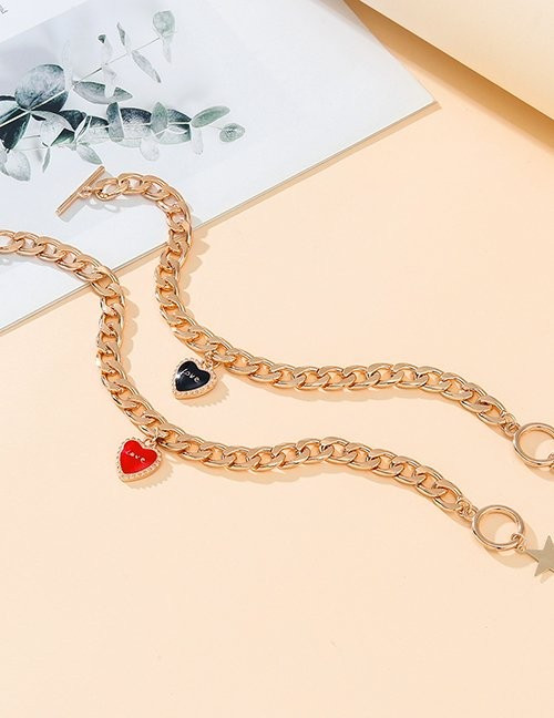 Комплект браслетов-цепочек с подвесками-сердцами L92644