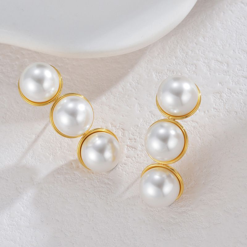 Серьги-пусеты Жемчужная дорожка вертикальная CJL35111