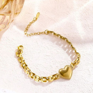 Браслет-цепочка с объемным сердцем и якорным плетением CJH37308