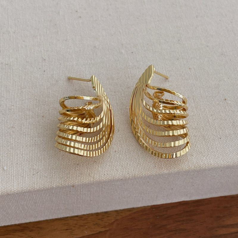 Массивные серьги-пусеты витые кольца CJP97373