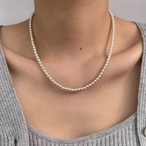 Золотистый Чокер с дорожкой из белого жемчуга CJP80388