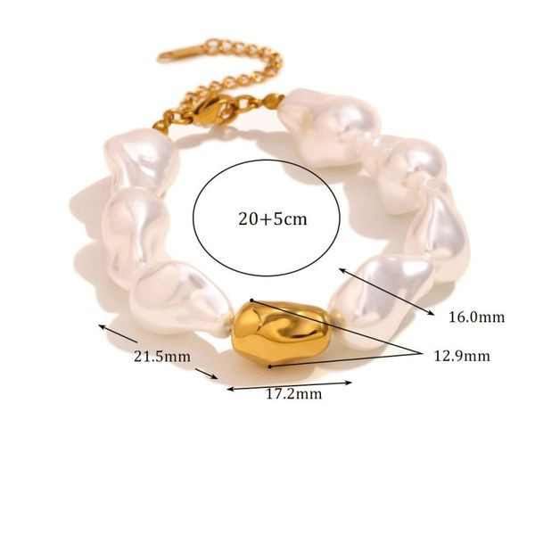 Браслет из барочного жемчуга с золотистой вставкой CJL49866