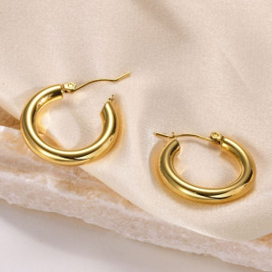 Гладкие золотистые серьги-кольца CJC96188 Гладкие золотистые серьги-кольца CJC96188