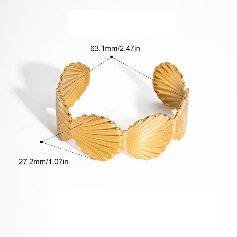 Браслет жесткий в форме золотистых раковин CJL84040 Браслет жесткий в форме золотистых раковин CJL84040
