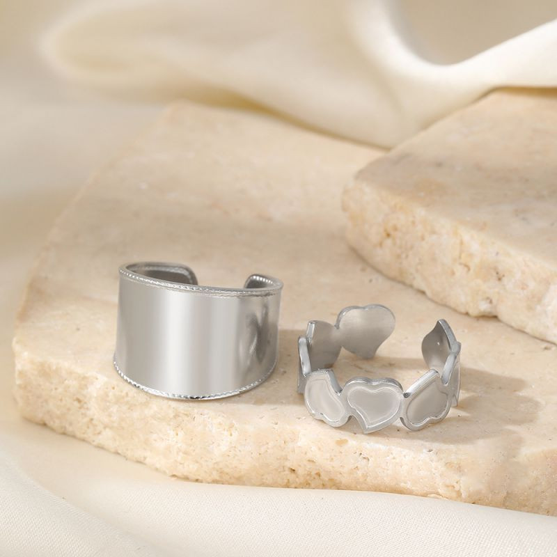 Стальное кольцо с абстрактным плетением и широкой шинкой CJL77562