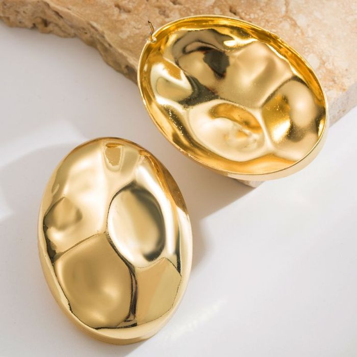 Глянцевые серьги-пусеты объемные овалы CJM32095