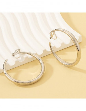 Тонкие золотистые серьги-конго большого диаметра Z63384