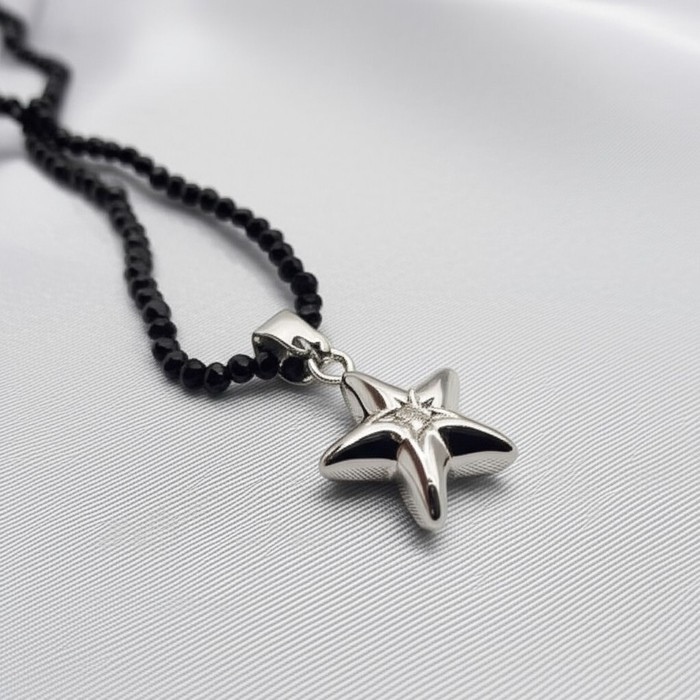 Тонкие бусы из бисера с подвеской в форме морской звезды J10724CJJ Тонкие бусы из бисера с подвеской в форме морской звезды J10724CJJ