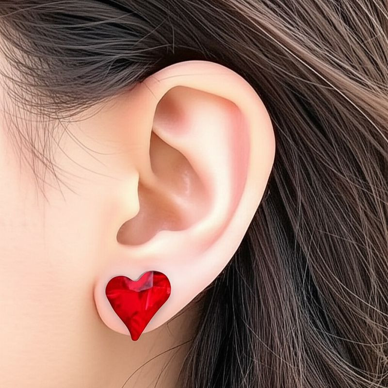 Страстные серьги-пусеты алые сердца 1J11831CJJ Страстные серьги-пусеты алые сердца 1J11831CJJ