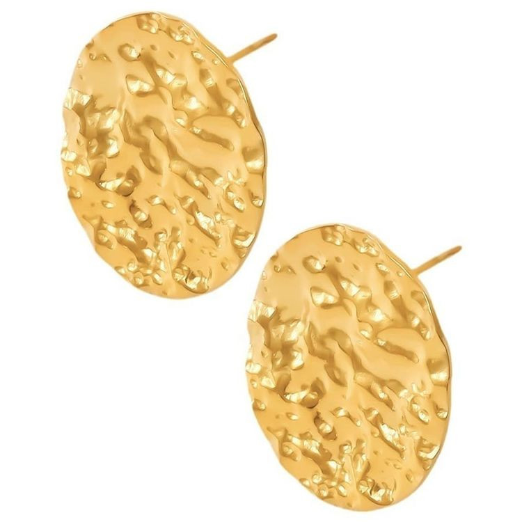 Дизайнерские золотистые серьги гвоздики с эффектом мятой фольги 1J10629CJJ