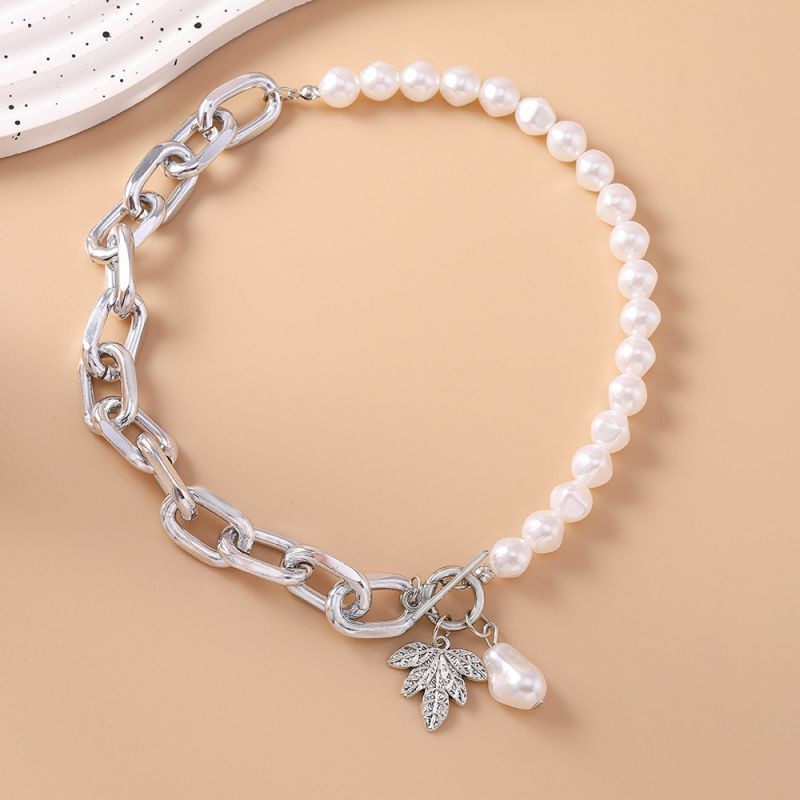 Комбинированное колье-цепь с жемчугом и подвеской CJH54723