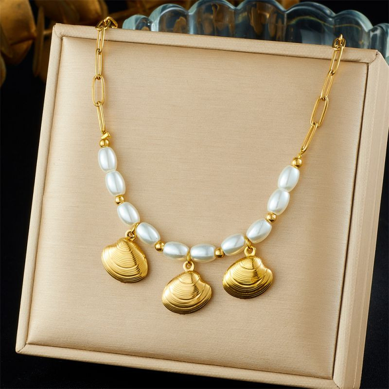 Цепочка с жемчужными вставками и подвесками в форме морских звезд CJR62699 Цепочка с жемчужными вставками и подвесками в форме морских звезд CJR62699