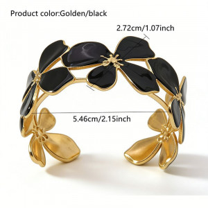 Стальной браслет из стали с эмалевым цветком ASUV97299 Стальной браслет из стали с эмалевым цветком ASUV97299