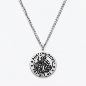 Серебряное колье из стали с медальоном CJZ48270