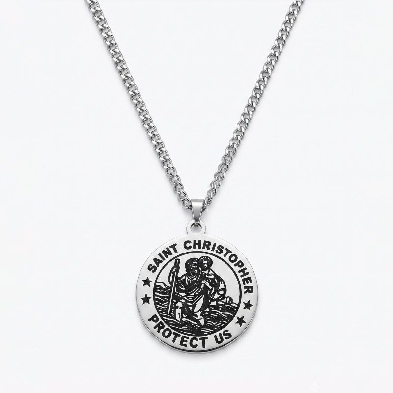 Серебряное колье из стали с медальоном CJZ48270