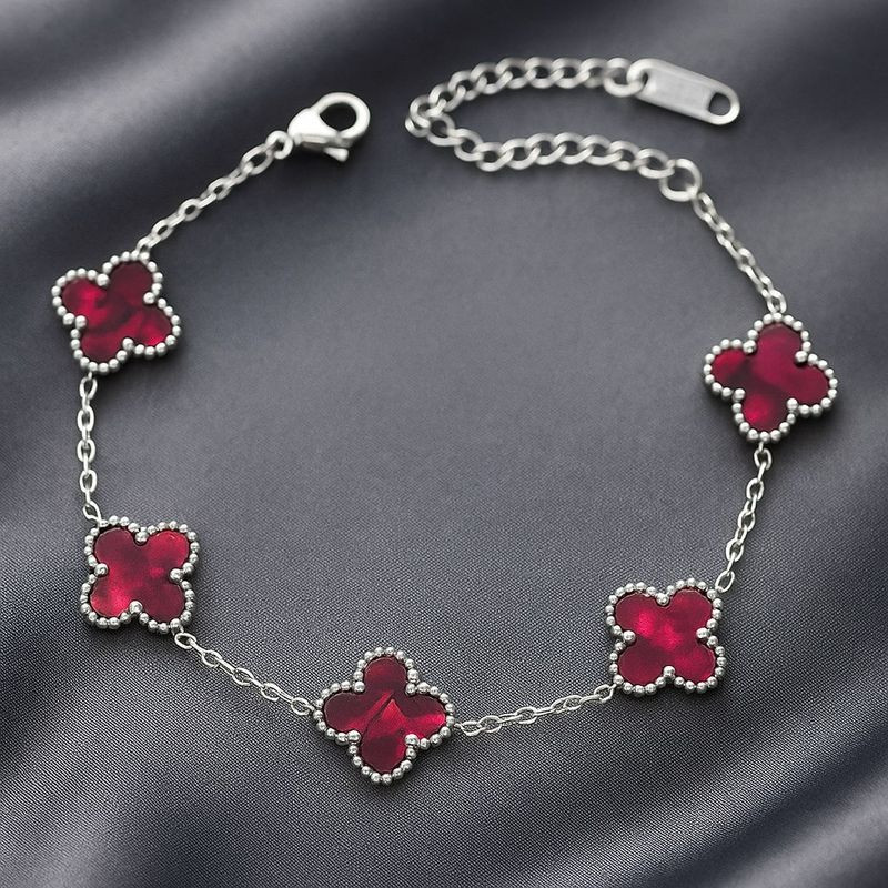 Браслет со вставками клевера цвета спелой малины 1J12154CJJ