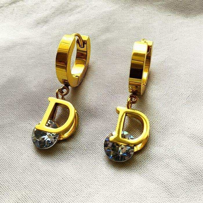 Стальные серьги-конго с напылением золотом кулон фианит J10244CJJ Стальные серьги-конго с напылением золотом кулон фианит J10244CJJ