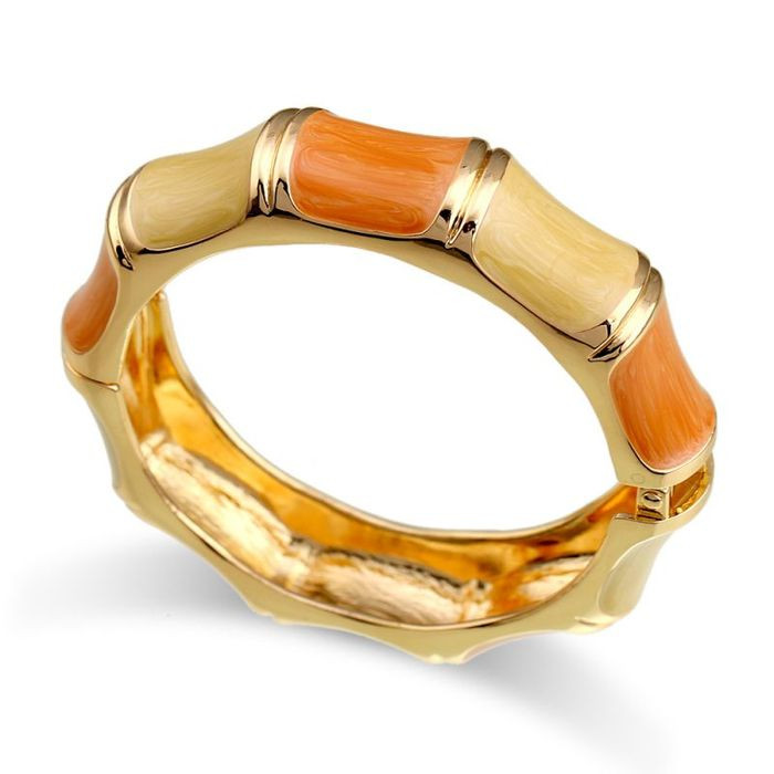 Браслет жесткий с цветной эмалью и золотистыми гранями CJM71235