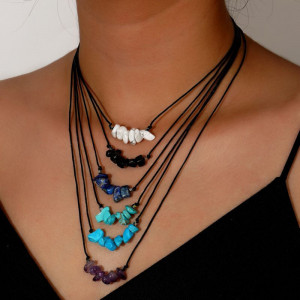 Длинная бирюзовая цепочка в этническом стиле CJH64435 Длинная бирюзовая цепочка в этническом стиле CJH64435