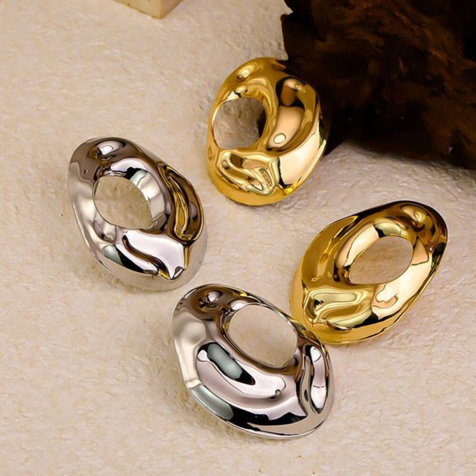 Оригинальные серьги-пусеты Абстрактные золотистые петли CJH38254