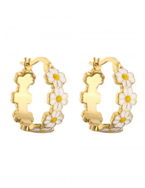 Белые серьги из меди с ромашкой R19163