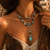 Коричневый бархатный чокер с бирюзой CJZ44381