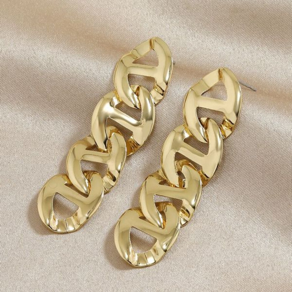 Массивные серьги пусеты в виде крупных цепей CJH62138