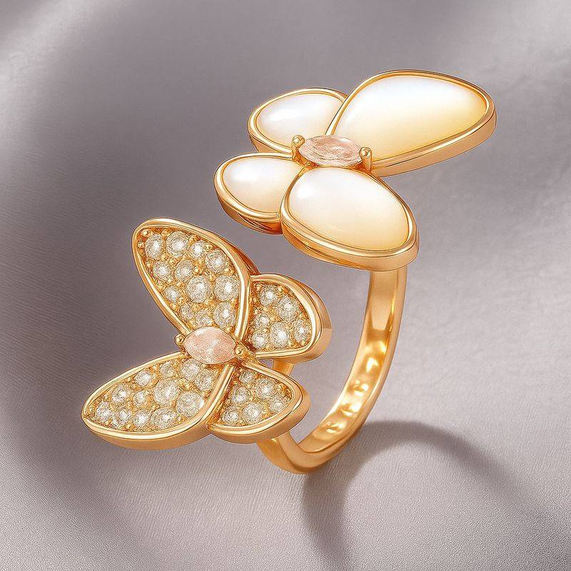 Кольцо медь напыление золотом бабочки 1J12077CJJ