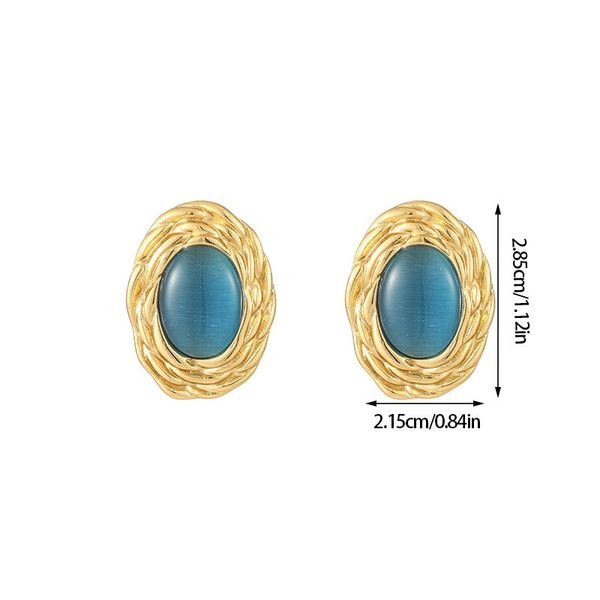 Серьги-пусеты Овалы со вставкой кошачий глаз CJL48587