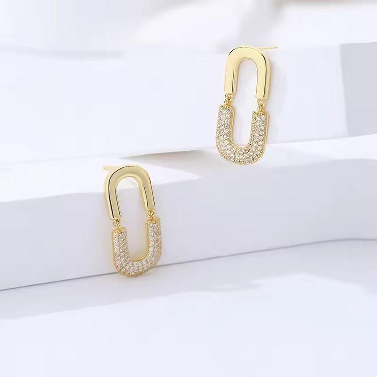 Стальные серьги-гвоздики с напылением золотом на колечке J10245CJJ