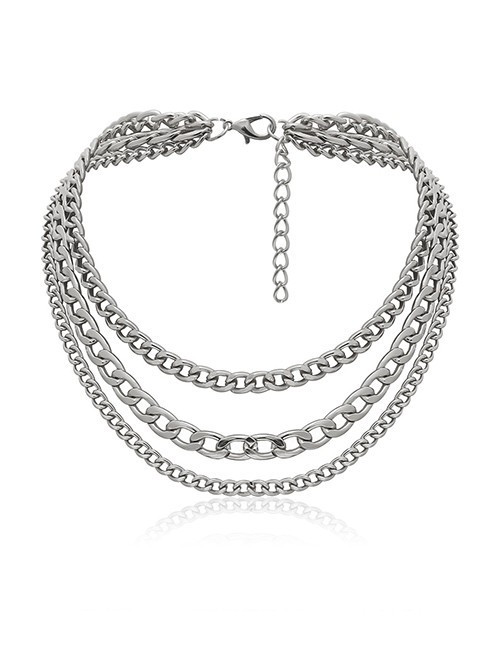 Трехуровневая каскадная цепочка с крупными звеньями в стиле фэшн W17801MSK