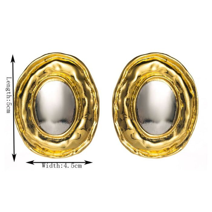 Оригинальные серьги-пусеты вогнутые овалы CJM32120