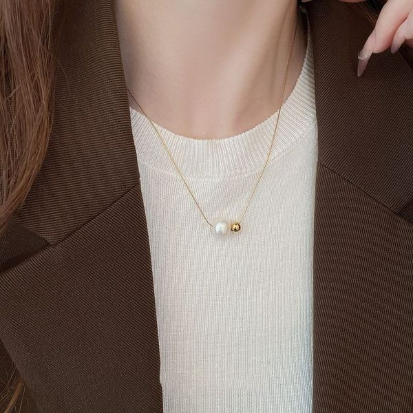 Лаконичная цепочка с жемчужной бусиной-бегунком CJH12042