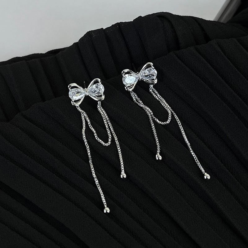 Серьги-пусеты «Банты» с цепочками M96688