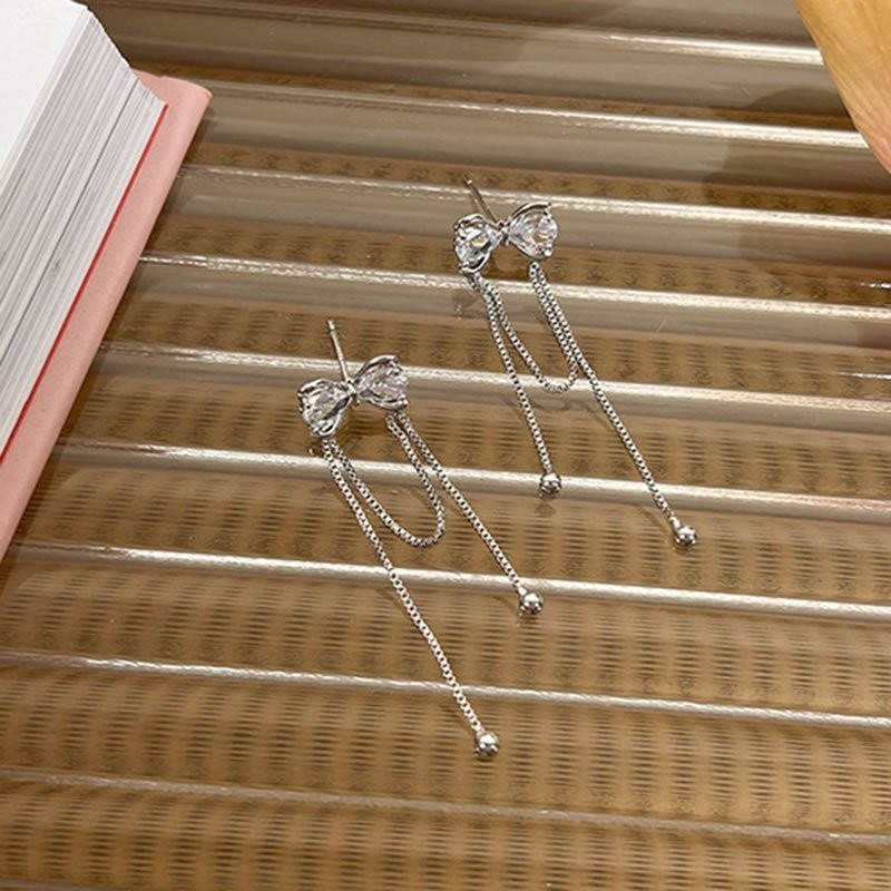 Серьги-пусеты «Банты» с цепочками M96688