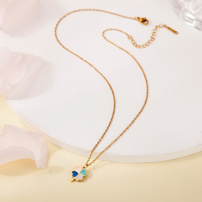 Изящная цепочка с подвеской в виде четырехлистного клевера J10572CJJ Изящная цепочка с подвеской в виде четырехлистного клевера J10572CJJ