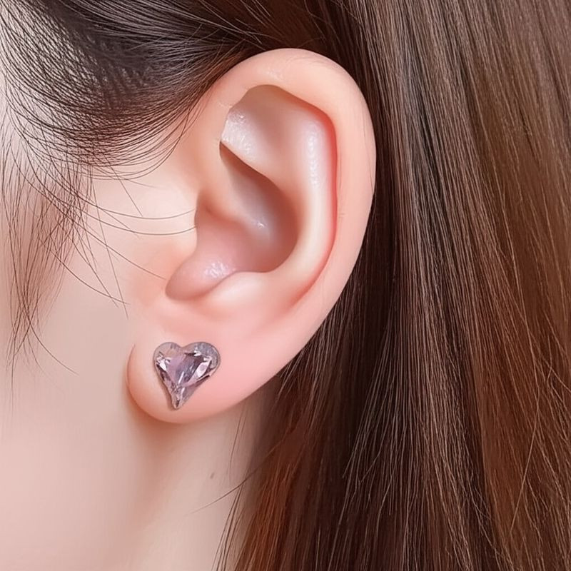 Нежные серьги-пусеты розовые сердца 1J11828CJJ Нежные серьги-пусеты розовые сердца 1J11828CJJ