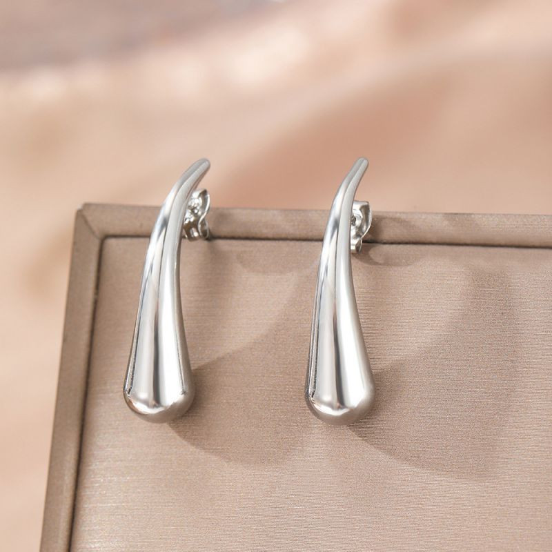 Серьги-пусеты Капли вытянутые зеркальные CJM03855