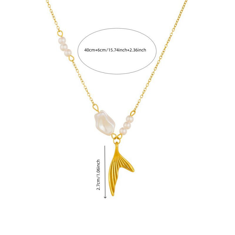 Цепочка с подвеской в форме хвоста кита и барочным жемчугом CJR62701