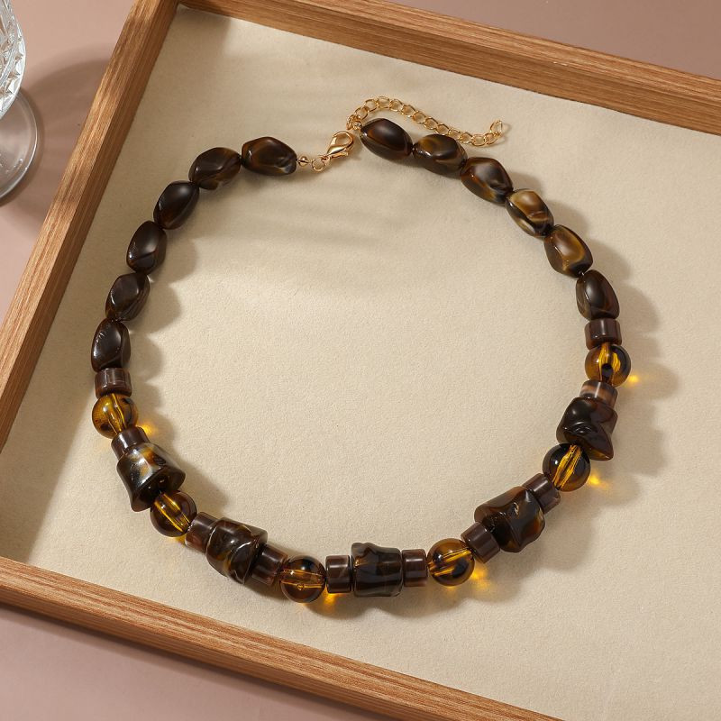 Текстурное колье из темных натуральных камней CJR57076 Текстурное колье из темных натуральных камней CJR57076