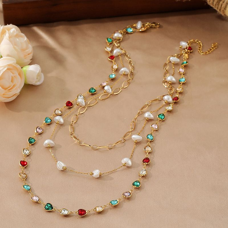 Золотистая цепочка с цветными камнями CJN90608