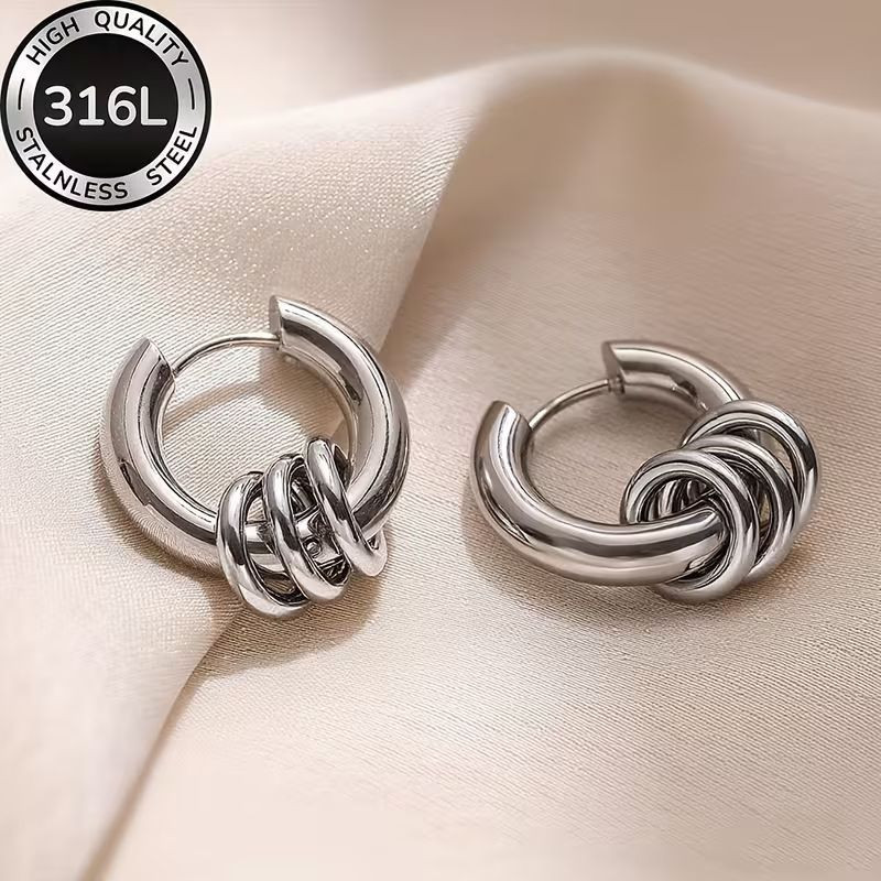 Стальные серьги из стали с кругом CJZ47790