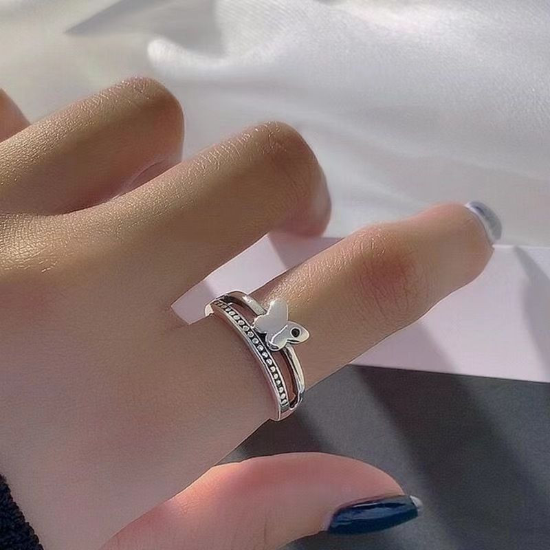 Кольцо открытое медь с напылением платины бабочки 1J11931CJJ Кольцо открытое медь с напылением платины бабочки 1J11931CJJ