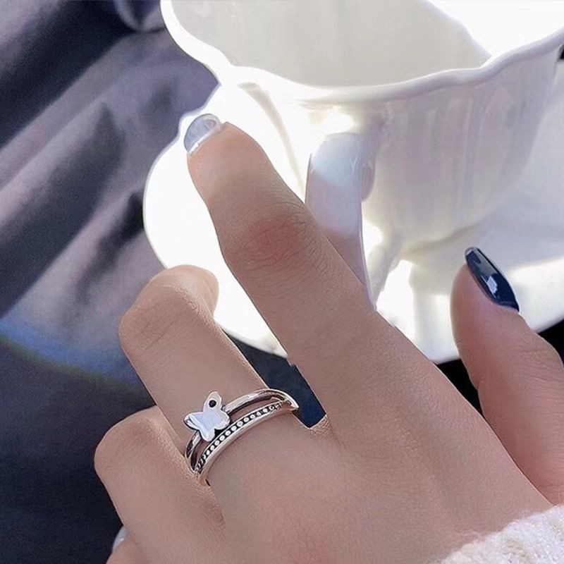 Кольцо с бабочкой в винтажном стиле с чернением 1J11931CJJ